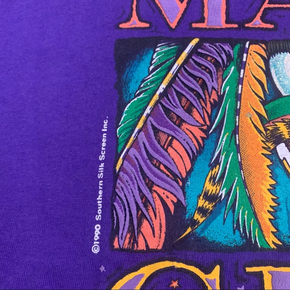 Vintage 90s Mardi Gras New Orleans Graphic Print Adult Large Glitter - Picture 3 of 7